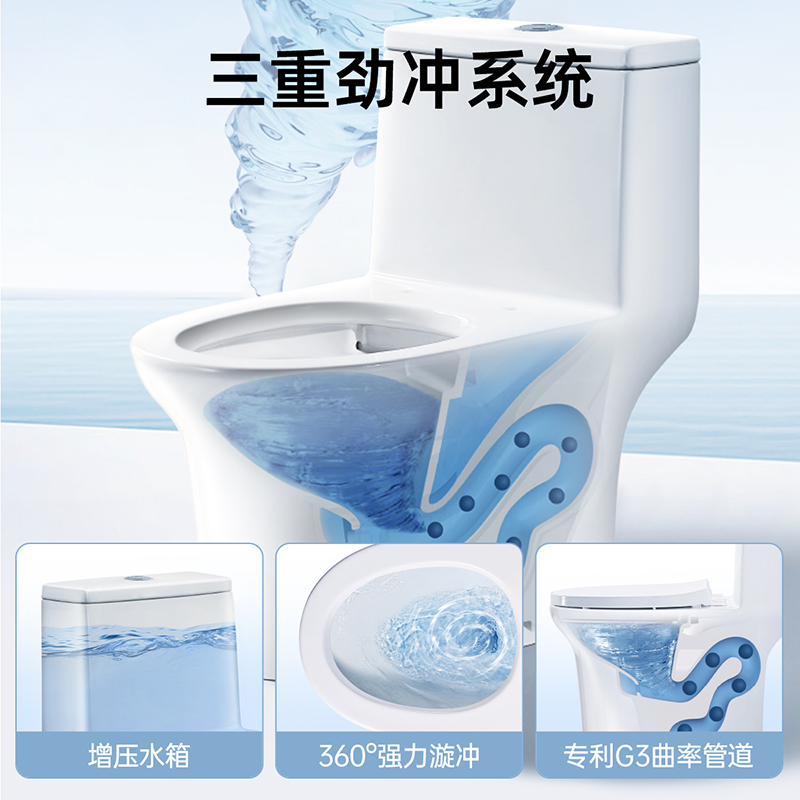 Nuevo tipo de inodoro común transfronterizo de América del Sur asiento de inodoro superpiral sifón de construcción de hotel integrado tubería grande