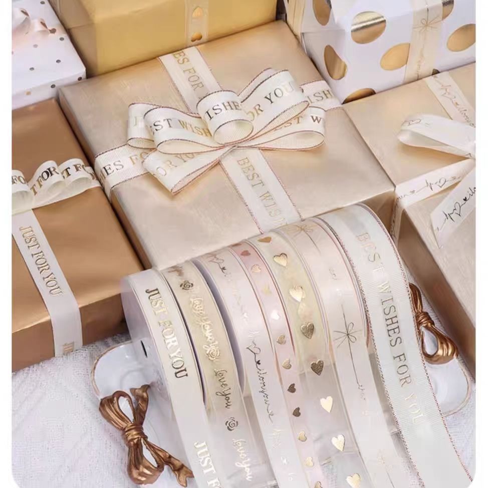 워드 패턴 인쇄 리본 휴일 선물 장식 리본 리본으로 2CM 3 차원 핫 스탬핑 배치