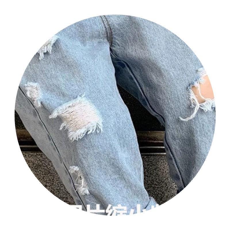 儿童夏装破洞牛仔裤春秋季男童裤子小童宝宝宽松九分女童长裤薄款