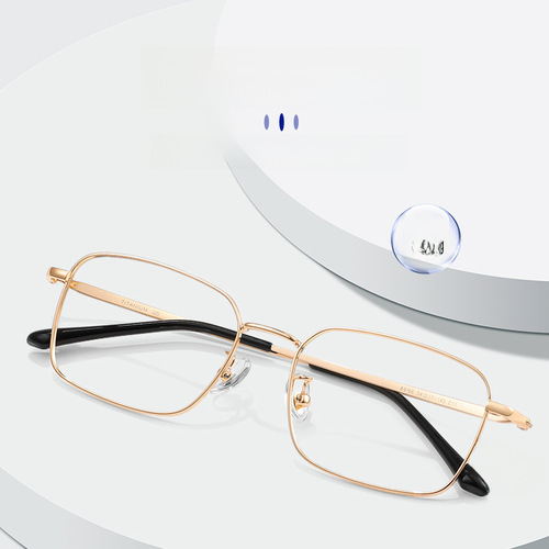 Men's Gold Wire Frame 89166 Anti-Blue Light Titanium Rimless Prescription Glasses Wholesale