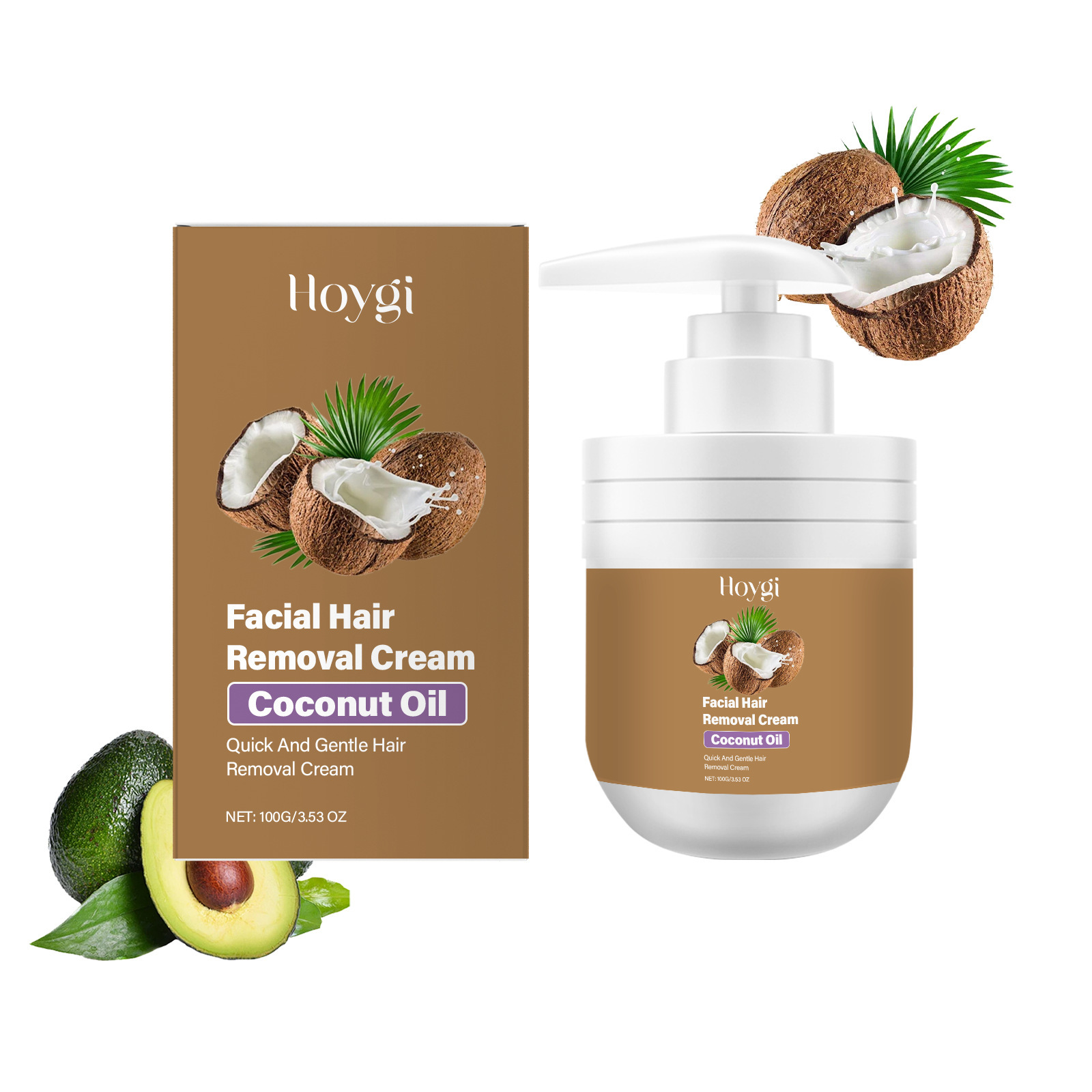 HOYGI Coconut facial gentle hair removal cream Facial hair removal men and women lips and beards are gentle and not irritating 5