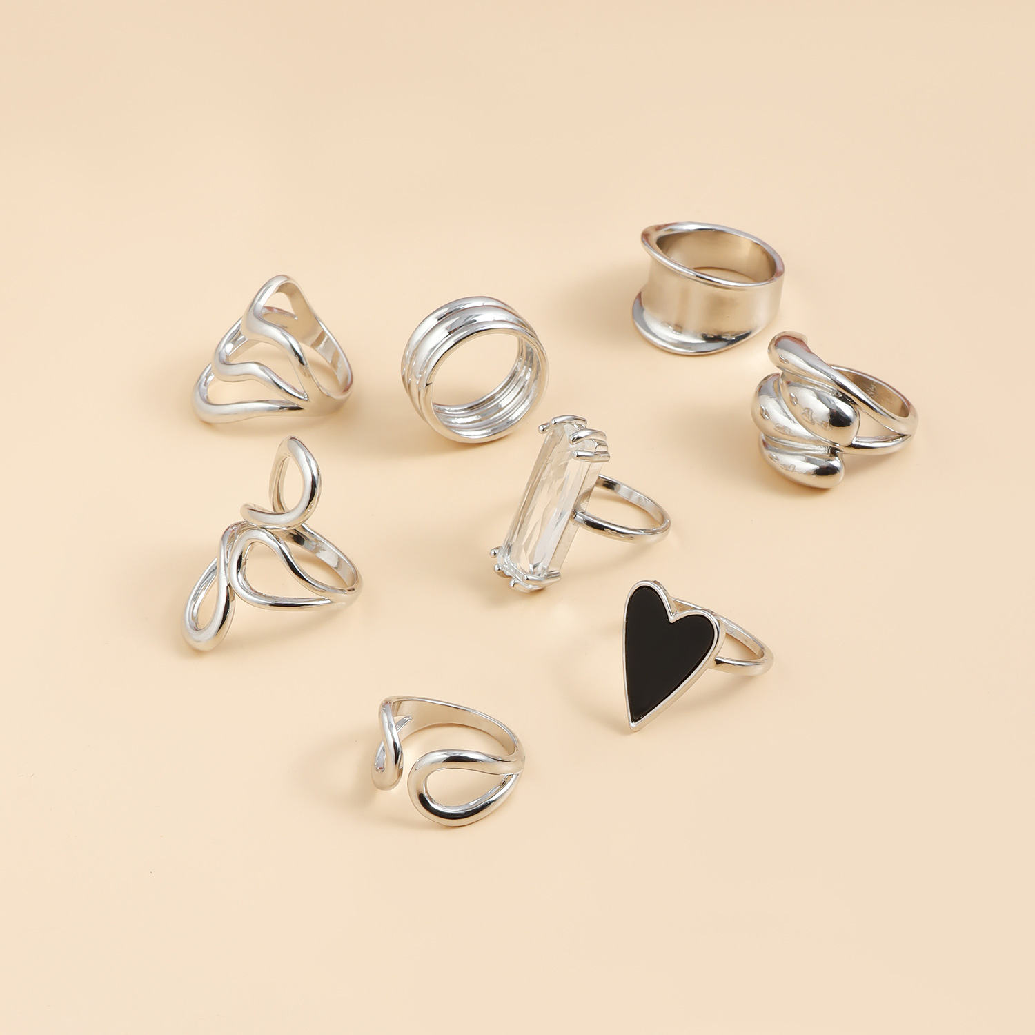 1 Piece Quantity 1 Piece Elegant Streetwear Geometric Heart Shape Alloy Plating Unisex Open Rings Rings