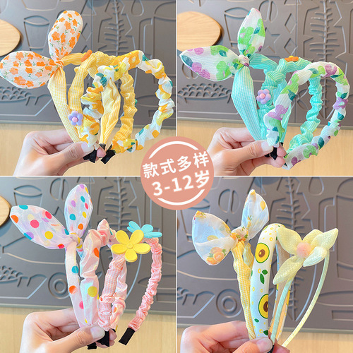 New children's hairbands for girls, non-slip, non-slip, baby hairpins, little girls' rabbit ears, bow headbands