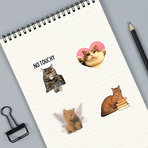 50 Cat Meme Stickers Cute Funny Absurd Cat Instagram Style Emoticon Gag Images Material Journal Notebook Sticker
