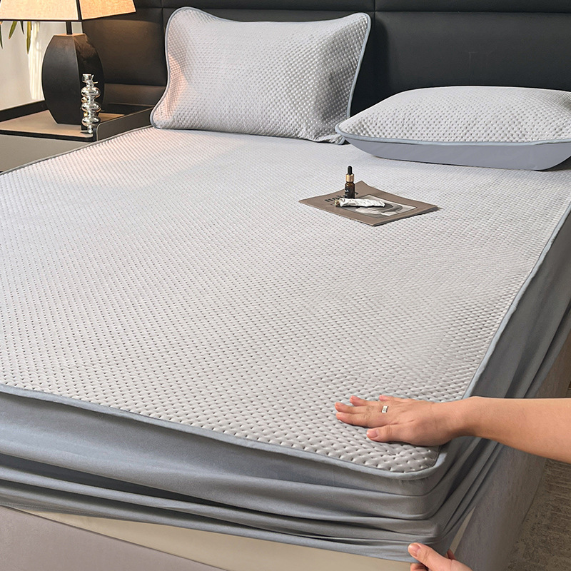 2025 nuevo estilo de clase A soya acolchado con sábana de algodón colchón individual funda protectora Simmons sábana de seda de hielo de verano 3