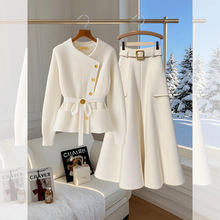 新品 2025春季穿搭一整套女新款韩版简约高级感上衣百搭半身裙两