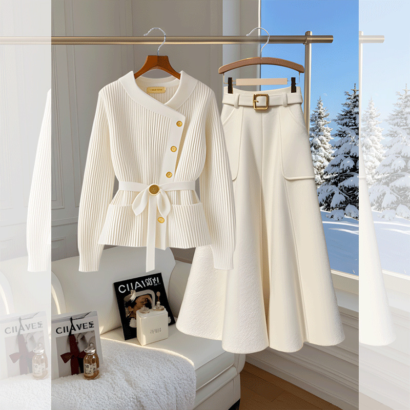 新品 2025春季穿搭一整套女新款韩版简约高级感上衣百搭半身裙两