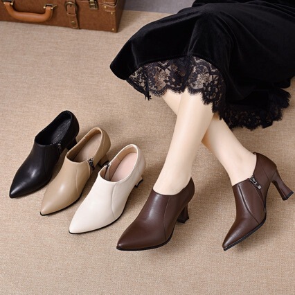 Genuine Leather Pointed-Toe Mid-Heel Single Shoes for Women 2026 Spring New Style Thick Heel Soft Sole Versatile Professional Work Shoes Small Leather Shoes for Women Genuine Leather Pointed-Toe Mid-Heel Single Shoes for Women 2026 Spring New Style Thick Heel Soft Sole Versatile Professional Work Shoes Small Leather Shoes for Women