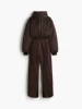Detachable ski ski suit with hood, brown overall