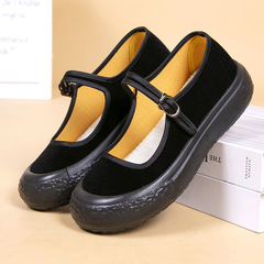 Summer New Old Beijing Fabric Shoes Women's Work Shoes Hotel Kitchen Non-slip Fabric Shoes Black Thick Sole Mother Dance Shoes