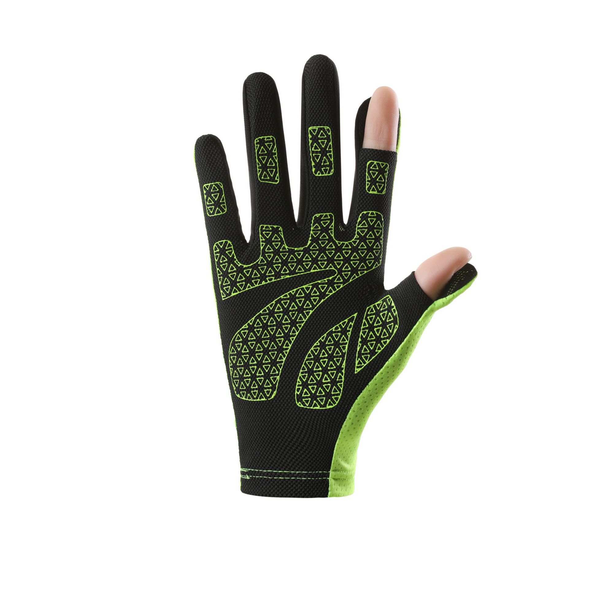 Guantes de protección solar para mujer, verano al aire libre, seda de hielo fina, deportes, conducción, conducción, antideslizante, dedos con fugas, guantes de pesca de dos dedos