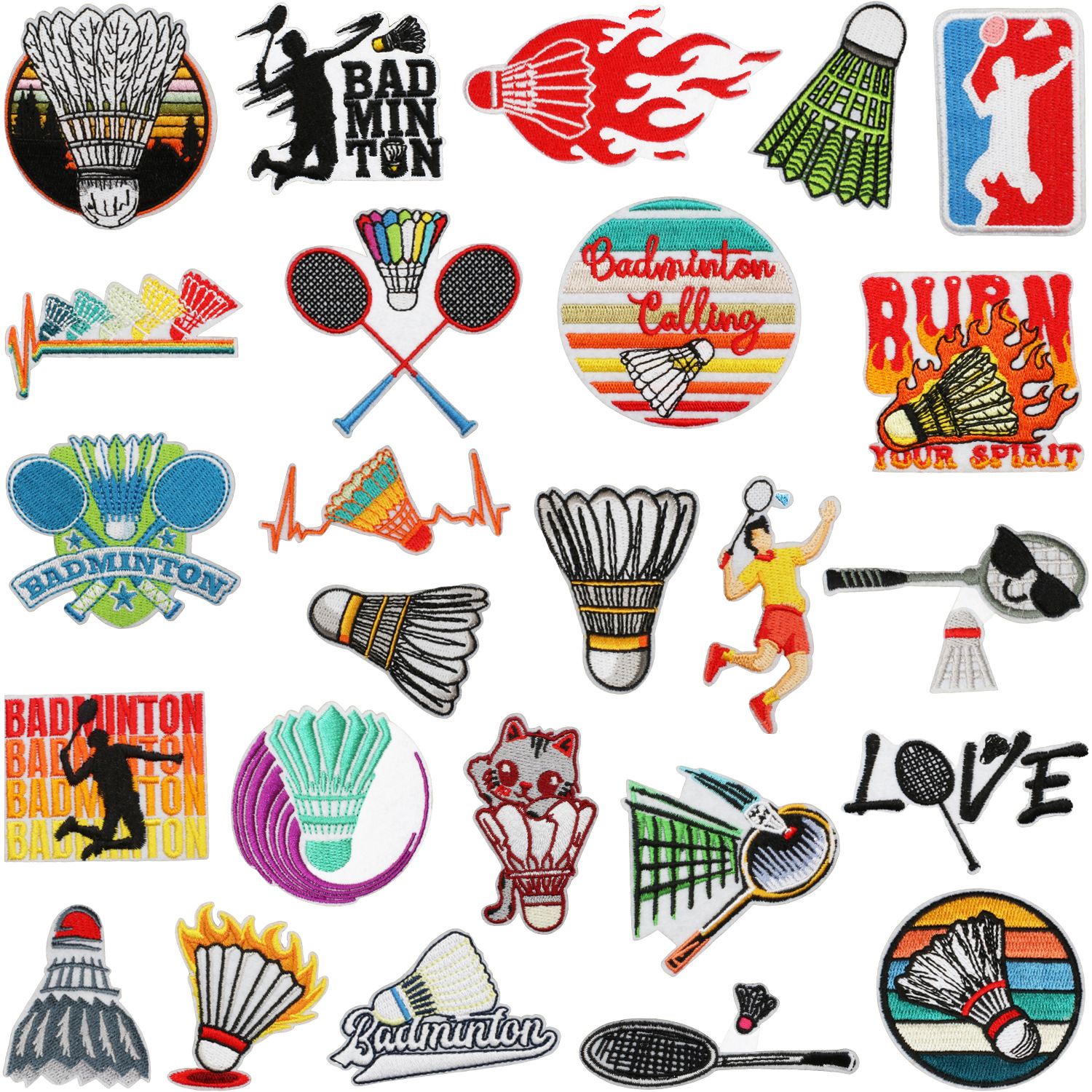 Sports Style Embroidered Cloth Patch Sunglasses Badminton Patch Racket Embroidery Piece Badminton Letter Embroidery Stamp Ironing