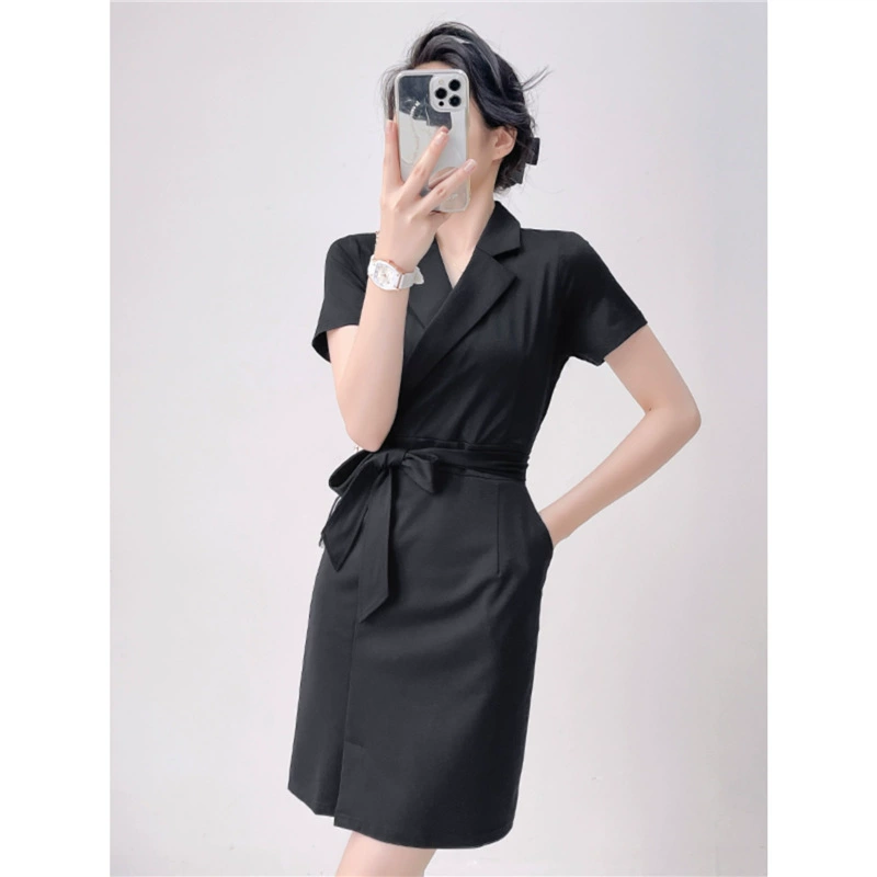 Оптовая цена, бесплатная доставка, черное короткое платье для женщин, высококачественное летнее платье 2025 года, новый стиль, юбка-костюм с элегантной талией
