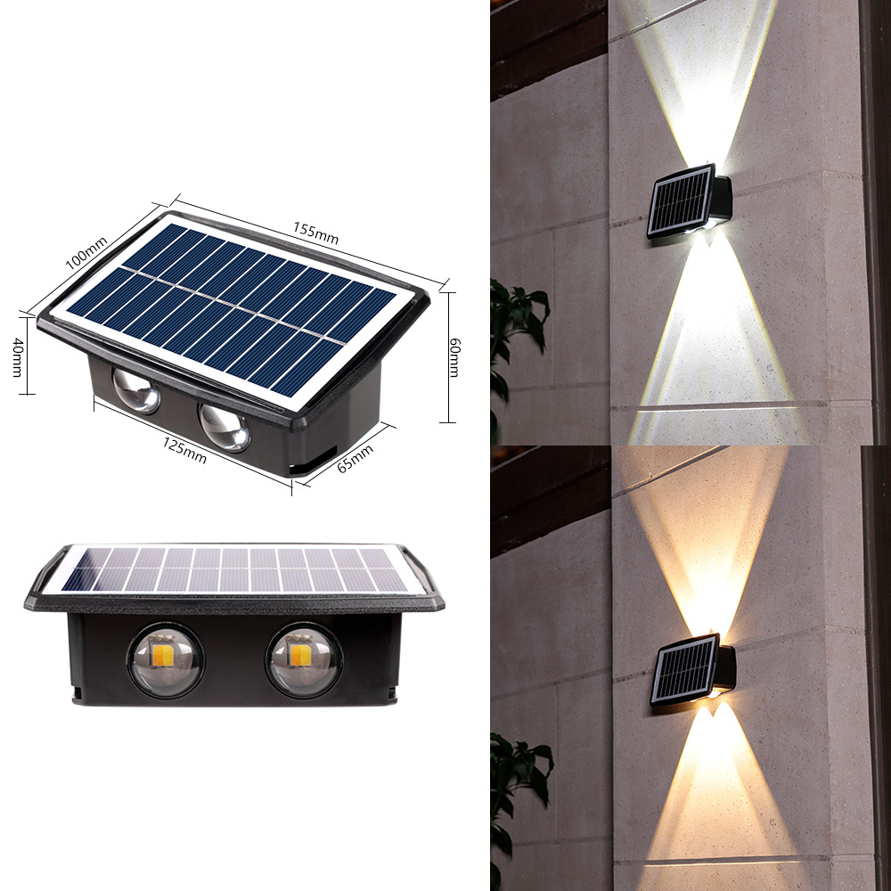 Lente convexa solar lámpara de pared lámpara de lavado hogar avanzada lámpara de paisaje impermeable Villa patio jardín arriba y abajo lámpara de pared
