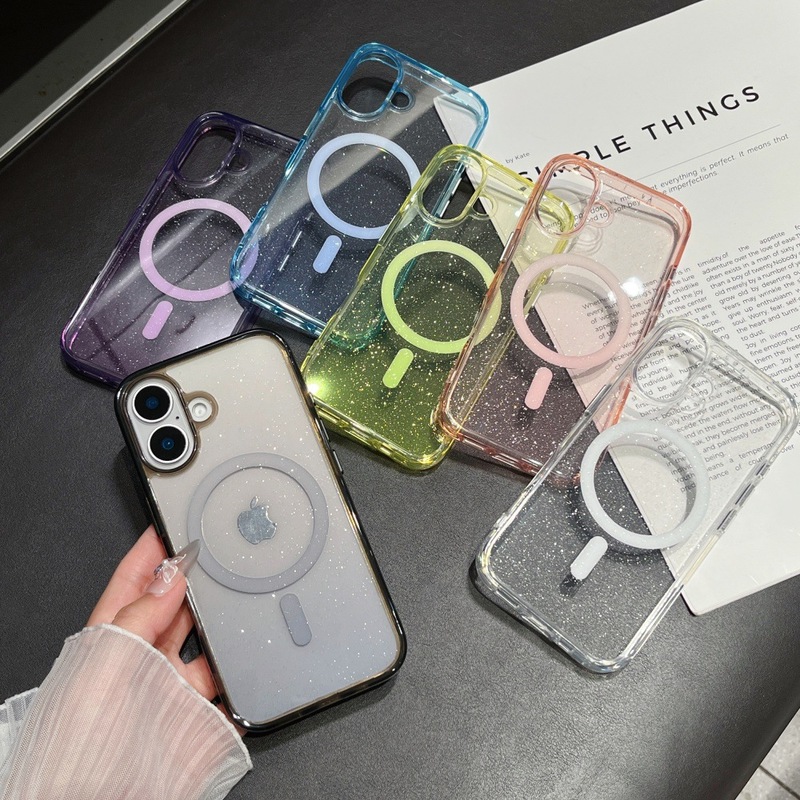 适用iphone17Promax手机壳星耀闪粉苹果17Magnetic磁吸壳金属按键|undefined