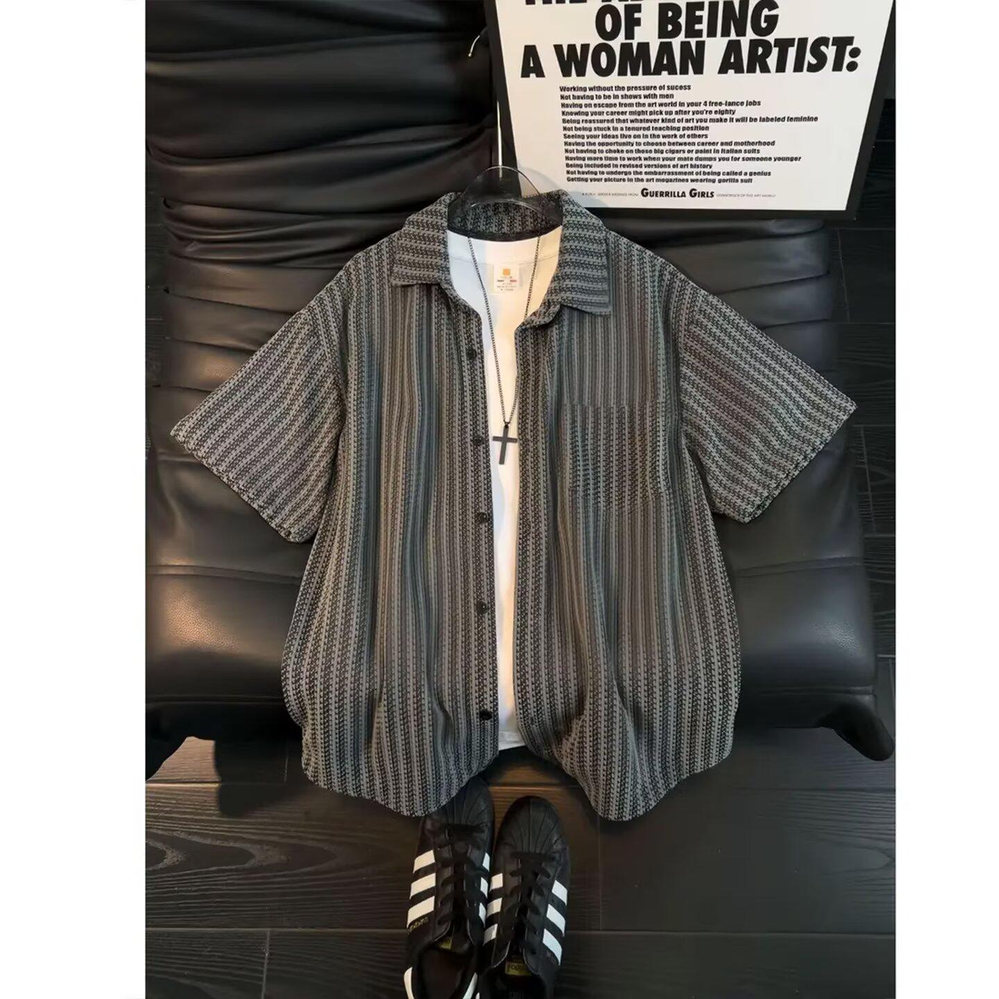 2026 retro shirt for men, summer wear, Hong Kong style, loose fit, niche design, interesting new men's top for outerwear