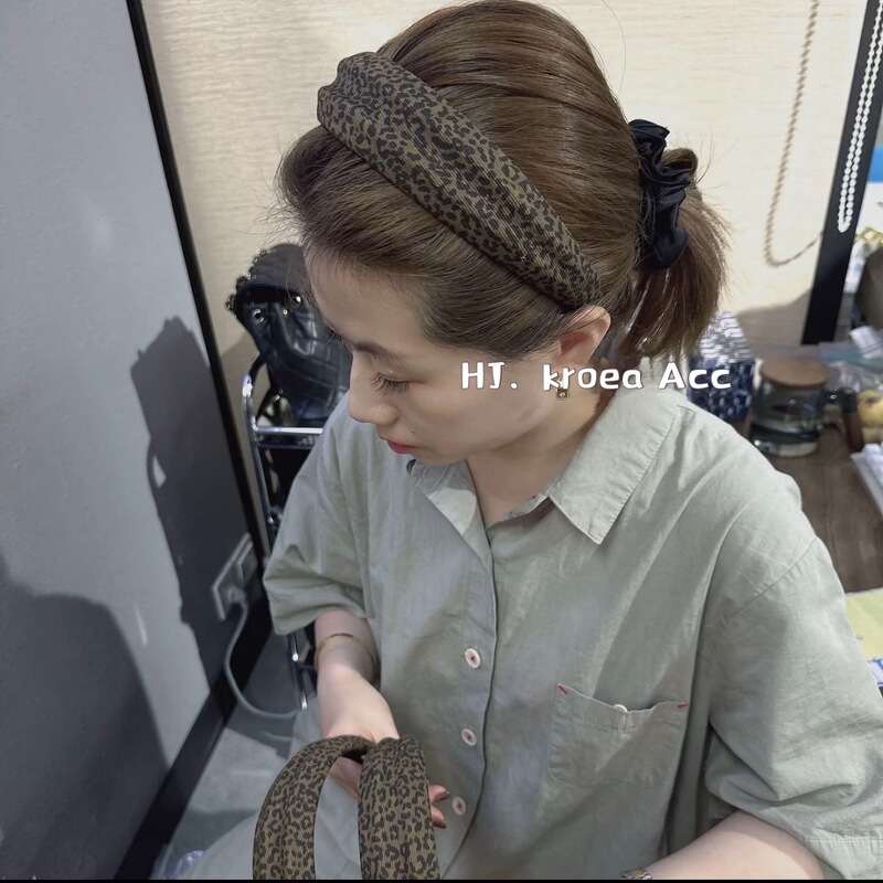 韩版甜酷豹纹蝴蝶结发箍简约宽边交叉头箍港风百搭气质发卡头饰女|undefined