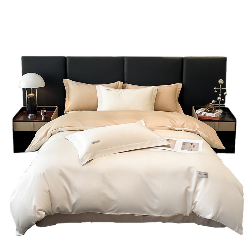Juego de cuatro piezas de algodón de fibra larga, modelo nuevo 2024, 60 unidades, funda nórdica totalmente de algodón, estilo de sábana bajera individual, estilo de lujo ligero.