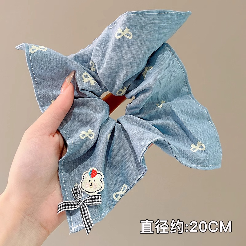 Temperamento bufanda cuadrada intestino lazo para el cabello femenino 2025 nuevo estilo súper grande cola de caballo cabeza cuerda viento perezoso banda de goma cuerda para el cabello tocado