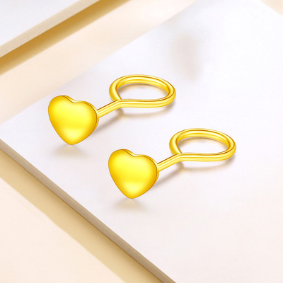 承接黄金999足金耳钉24K光面珠弯钩耳饰3D硬金拓客礼品定制LOGO|ru