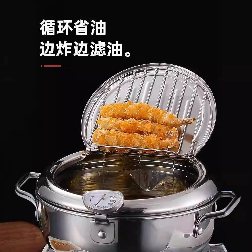Японский стильTempura fryer pot, здоровый 304 сковорода без фритюра, дом Японский стиль фритюрница жаркое лоток