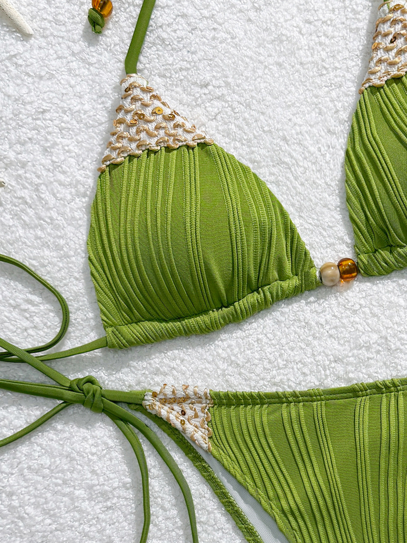 Women's Solid Colour Two Piece Bikini Set Fairy Style Tie Waist_voghion.com