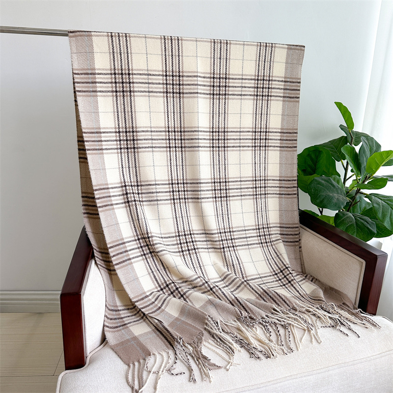 450g Weight Scarf Classification Holiday, Daily Occasion Imitation cashmere Material Color Block Pattern Winter Season Women's Gender Printing Design Elegant, Simple Style, Classic Style Style New Plaid Artificial Cashmere Scarf Autumn And Winter Korean Style Simple All-Matching Warm Scarf Women's Thickened Tassel Shawl 5