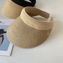 台湾细纸辫制作~青年简约草编空顶帽女夏季遮阳帽防晒帽