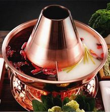 加厚木炭铜火锅商用家用老北京涮羊肉户外火锅鸳鸯火锅