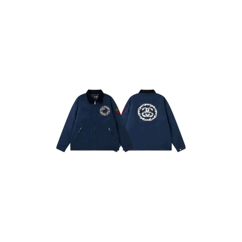 Cross-Border Trendy Brand Stussy Ss25 Classic Collaboration Denim Vintage Jacket Dropshipping