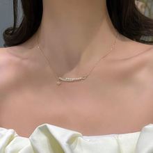 韩国披星戴月气质淑女芒星珍珠项链锁骨链灵动气质星月珍珠锁骨链