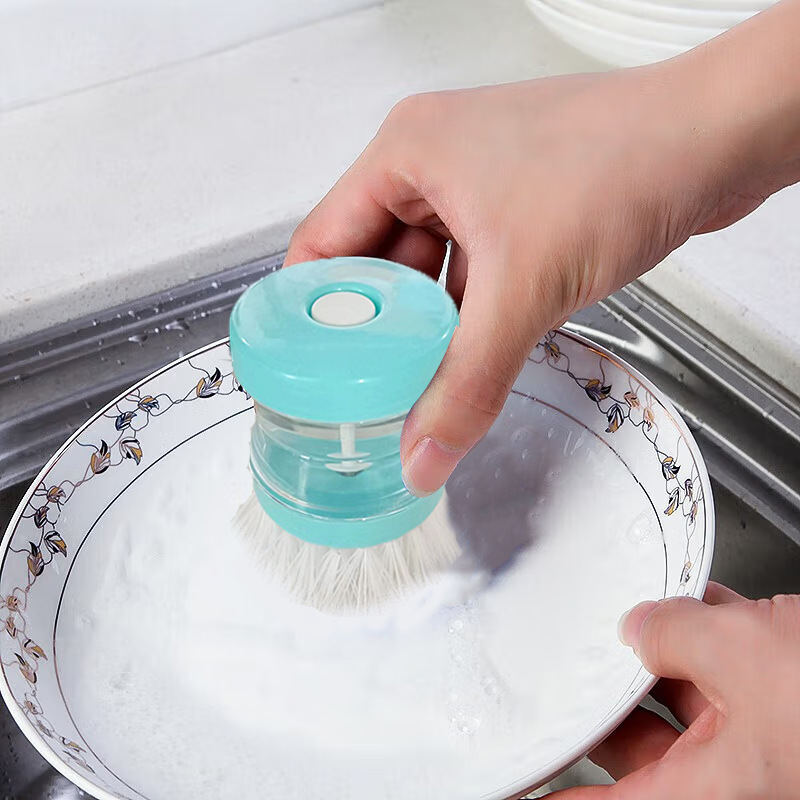 Prensa líquido lavado olla cepillo olla artefacto líquido automático añadir esponja cepillo de limpieza multifuncional cepillo de lavado de platos