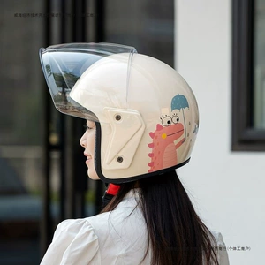 Electric Vehicle Helmet Cute Dinosaur Winter Warm Windproof