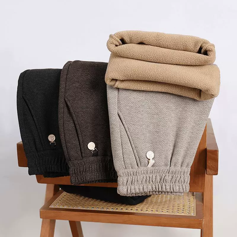 Женские брюки среднего и пожилого возраста мама бархатные брюки осень-зима новые прямые брюки эластические брюки с высокой талией свободные повседневные шерстяные брюки