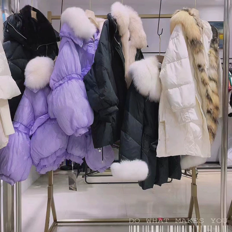 Зимняя куртка C2025K из меха лисы и норки, 90% гусиный пух, легкий пуховик, распродажа со склада для интернет-трансляций и прямых эфиров