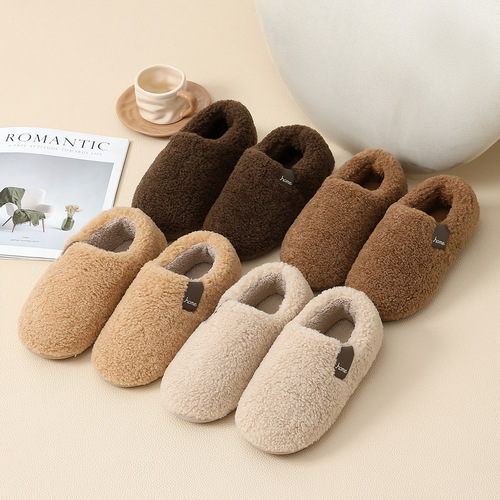 Plush cotton shoes, women's home, indoor anti-slip and warmth, couples's autumn and winter household thick velvet bags and cotton slippers, men's wholesale