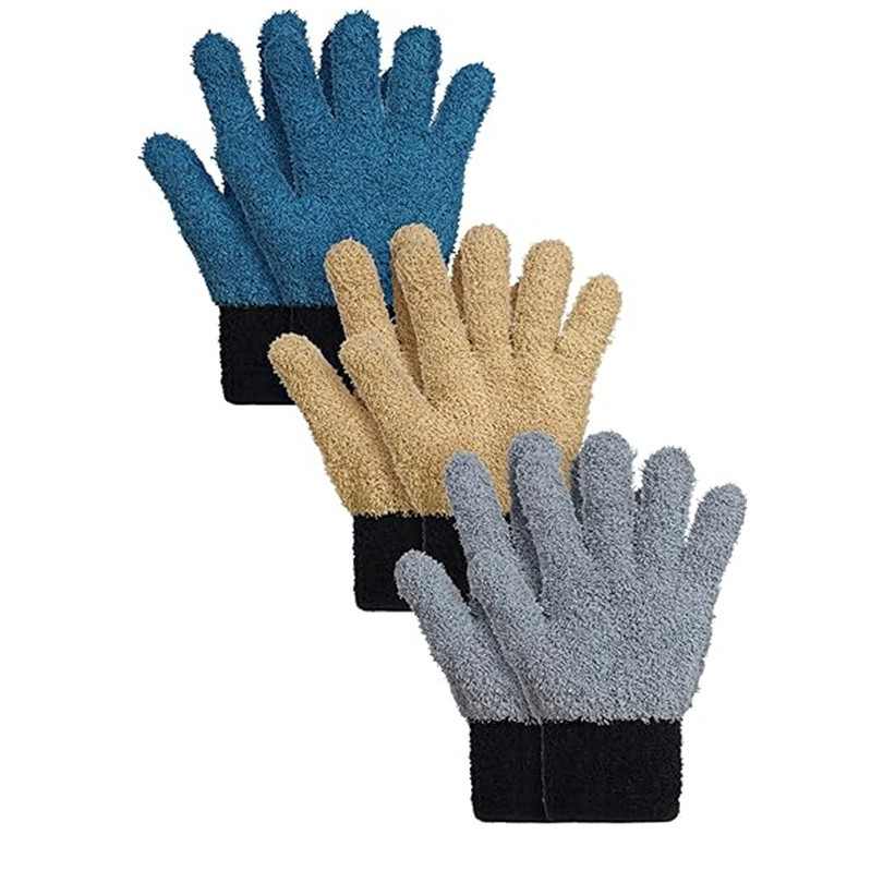 Amazon transfronteriza de dos colores de costura guantes de eliminación de polvo guantes de limpieza de microfibra limpieza del hogar guantes de pulido