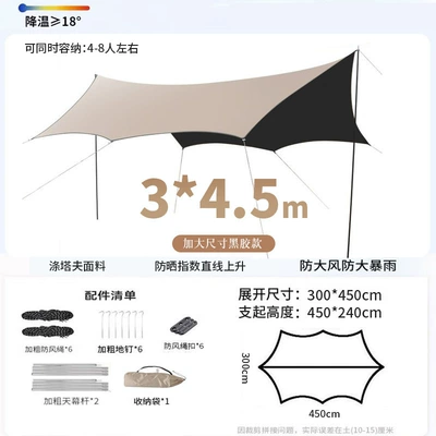 for sun and rain protection, Avtomobil yan çətirləri - octagonal-butterfly-shape345mcan-accommodate-approximately-4-8-people-silver-glue