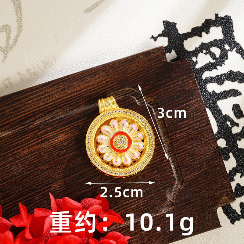 Herencia de oro de arena antigua, brújula de ocho tesoros, collar de bendición, estilo chino hueco, retro, marea nacional, joyería de aleación de cobre al por mayor