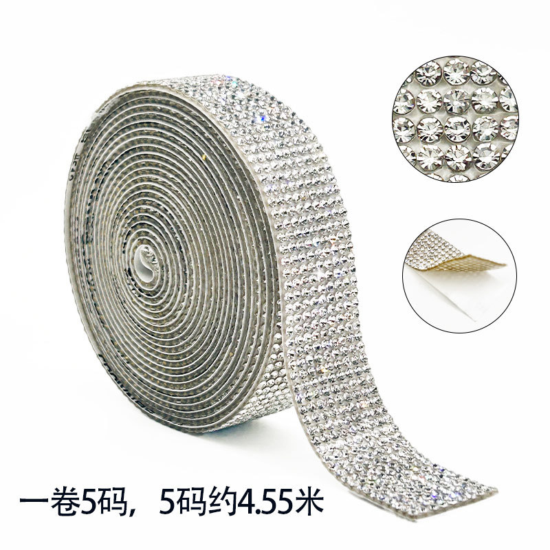 Tela de diamantes de imitación, cinta de diamantes de imitación de vidrio, accesorios de ropa, tiras de diamantes, decoración del hogar, fila de diamantes, accesorios de joyería, diamantes de imitación, diamantes de flash autoadhesivos