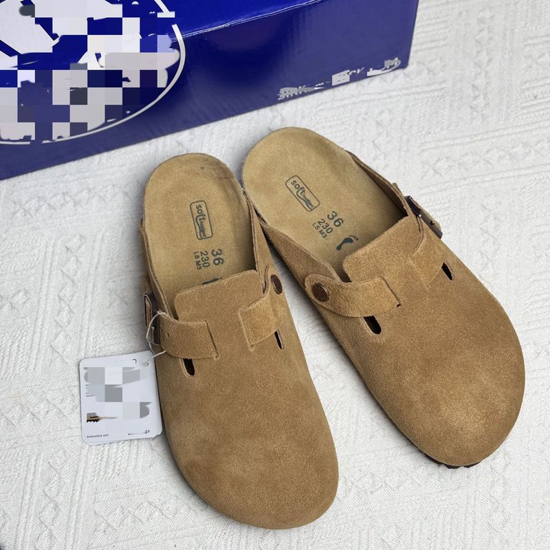 勃肯鞋男女鞋款牛皮包头半拖高品质真皮软木厚底外穿钓鱼凉拖鞋|undefined