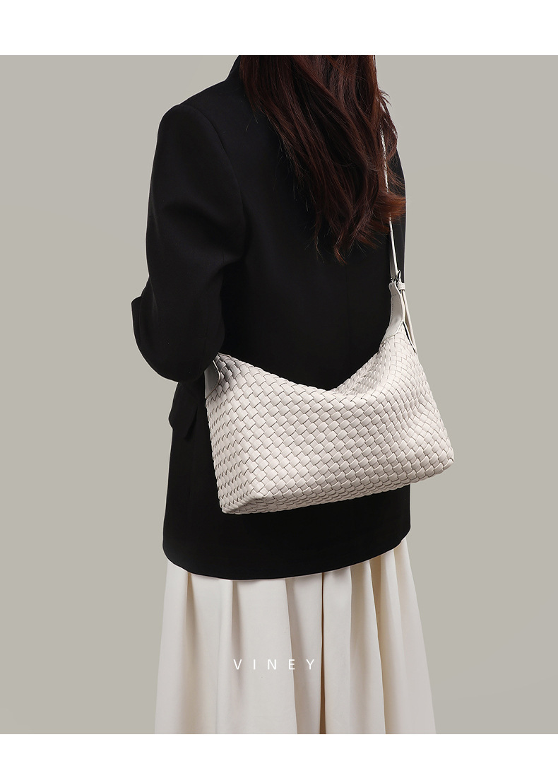 Túi tote nữ cỡ lớn đeo chéo kiểu vintage handmade dệt — màu nâu, màu trắng ngà, màu tím hoa cà chi tiết 20