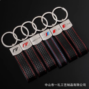 Bmw m Three-Color Logo Audi Sline Audi Rs Volkswagen R Mercedes-Benz Amg Leather Car Keychain Pendant