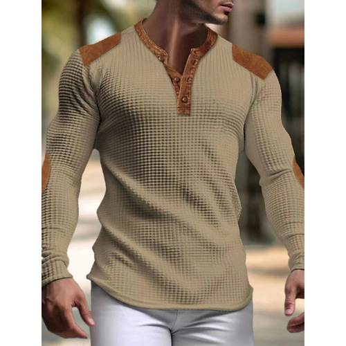 Bestselling 3D breathable men's casual sweatshirt autumn V-neck top with button