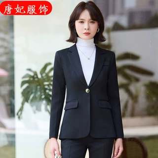 黑色西装套装女外套裤子两件套装秋冬季新款职业显瘦修身气质通勤