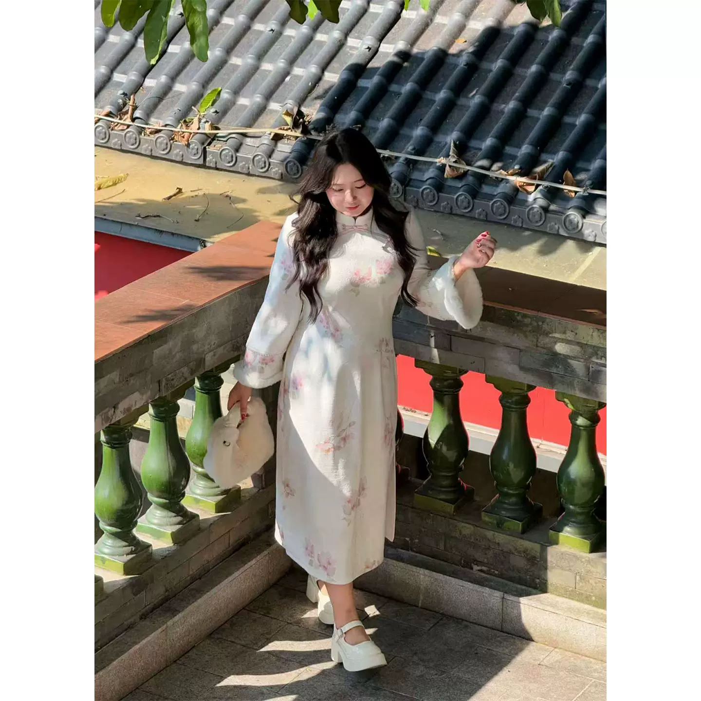 51915新中式国风复古改良裙2025冬季新款气质修身显瘦大码旗袍