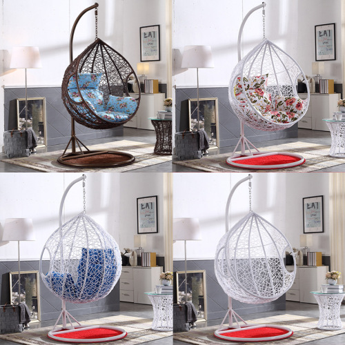 Double hanging basket wicker chair indoor balcony swing chair home user outdoor swing cradle chair lazy person bird's nest hammock rocking chair