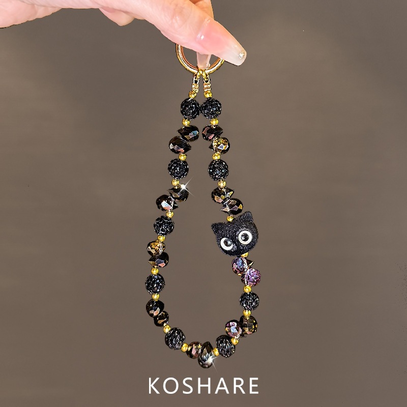 Hermoso Hakimi diámetro flash brazalete cadena de teléfono móvil mujer lujo ligero de alto nivel sensación bolso de cristal colgante colgante anti-caída cadena de mano colgante