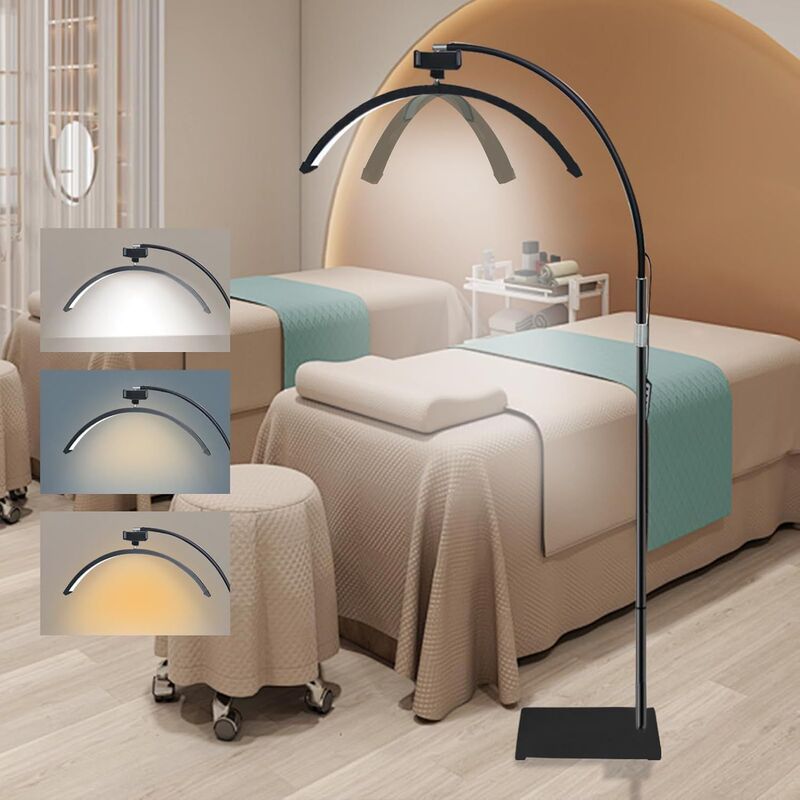 Floor-Standing Beauty Half-Moon Lamp for Eyelash Tattoo and Eyebrow Floor Lamp for Home Live Broadcast Room Special Fill Light for Indoor and Outdoor Photography