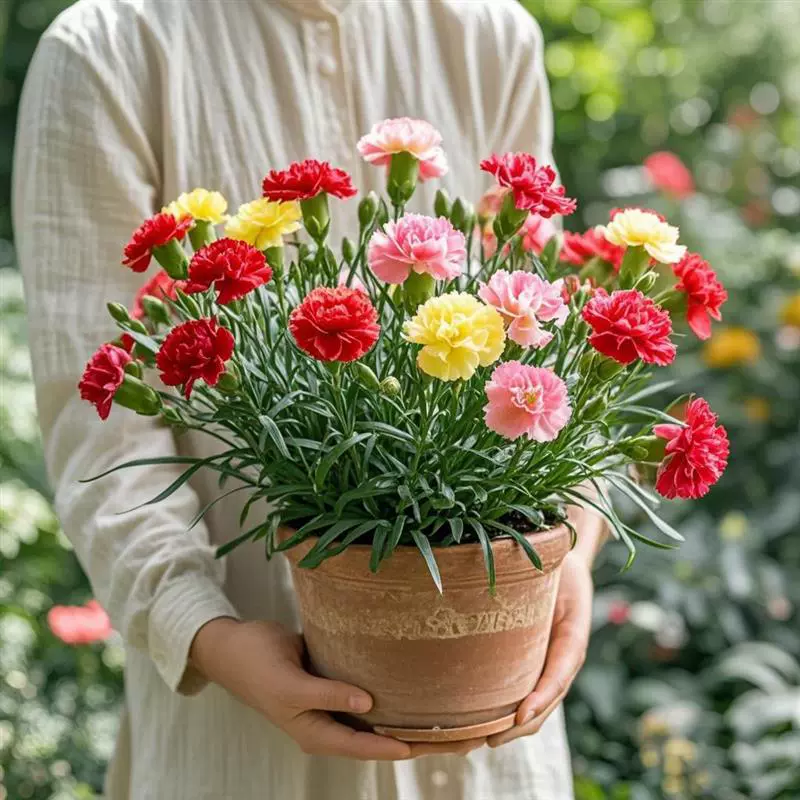 Саженцы цветов в горшках с гвоздиками для комнатного сада с бутонами, которые хорошо цветут и цветут в любое время года, многолетние балконные цветочные растения